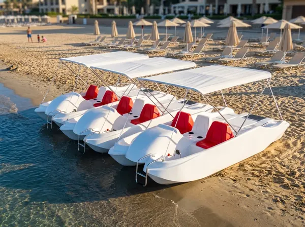 Otel plajında kiralık deniz bisikletleri