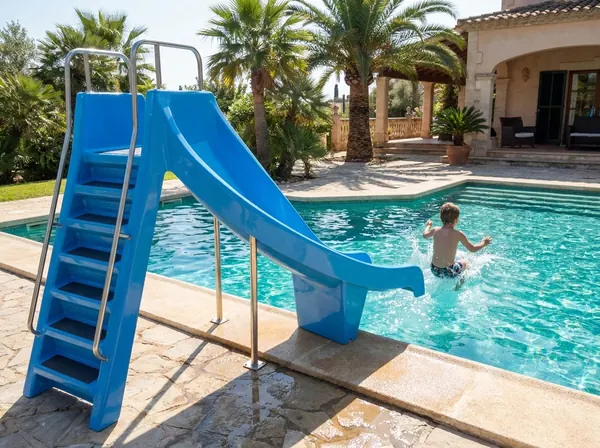 Villa havuzunda düz su kaydırağı