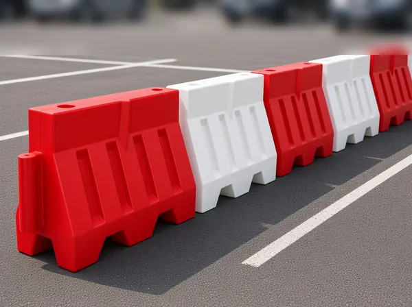 Otopark girişinde 120 cm plastik yol bariyerleri