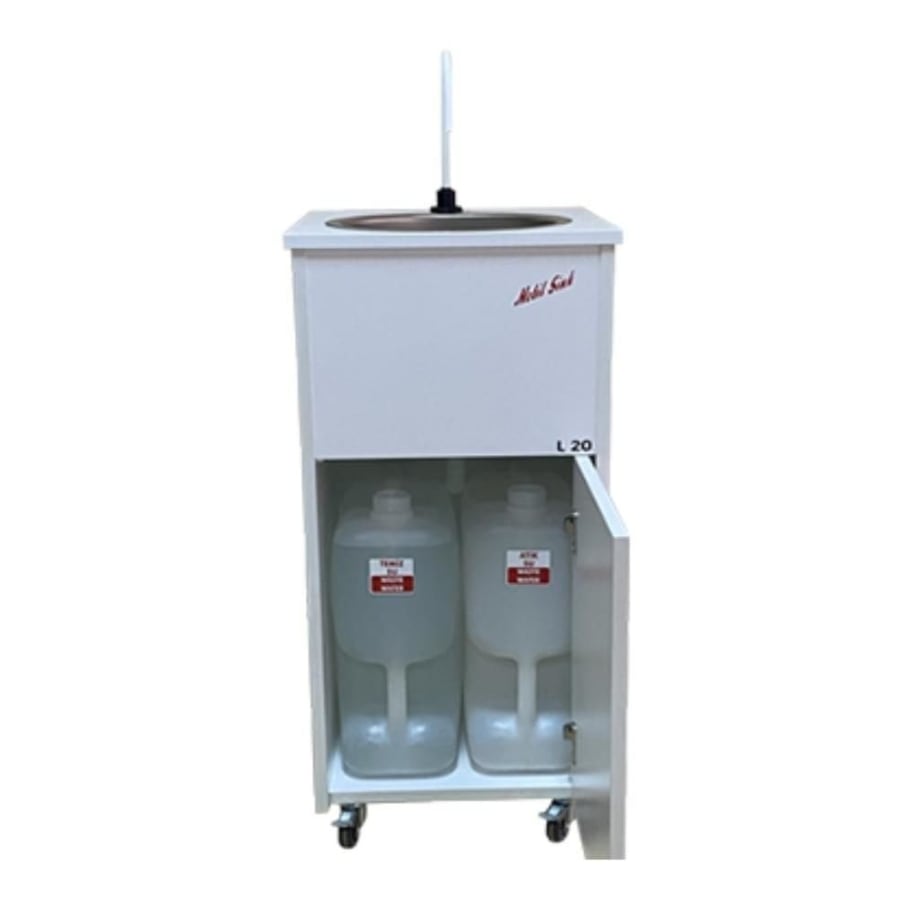 UNI-101 mobil lavabo dolap içi: 20 lt temiz ve atık su bidonları