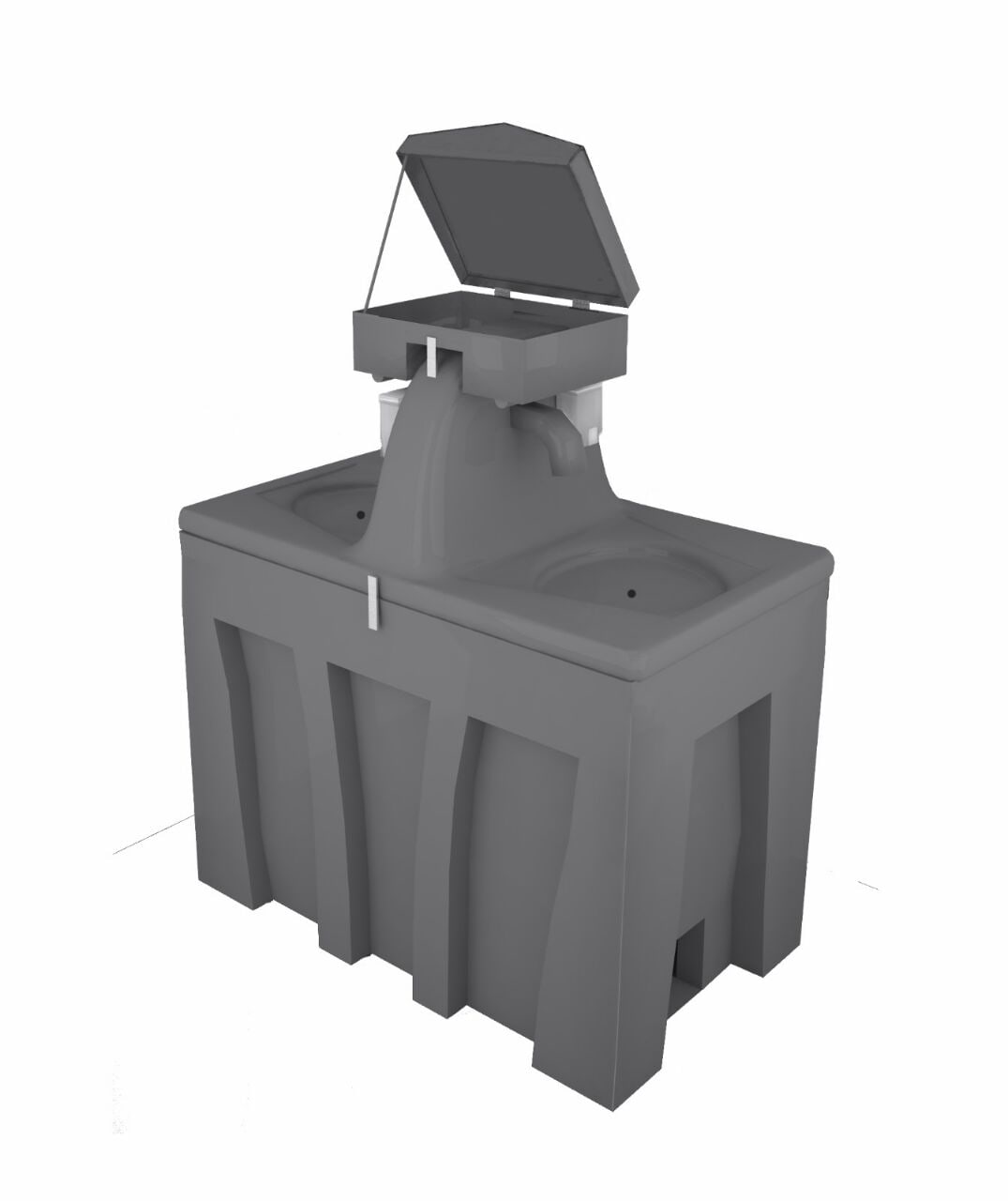 UNI-200 mobil lavabo, üst dolum kapağı açık